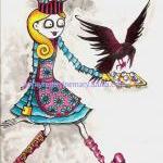 Goth Girl And Crow Picture 11" X..