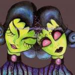 Siamese Twins 5 X 7 Art Print Zombies Dark Fantasy..