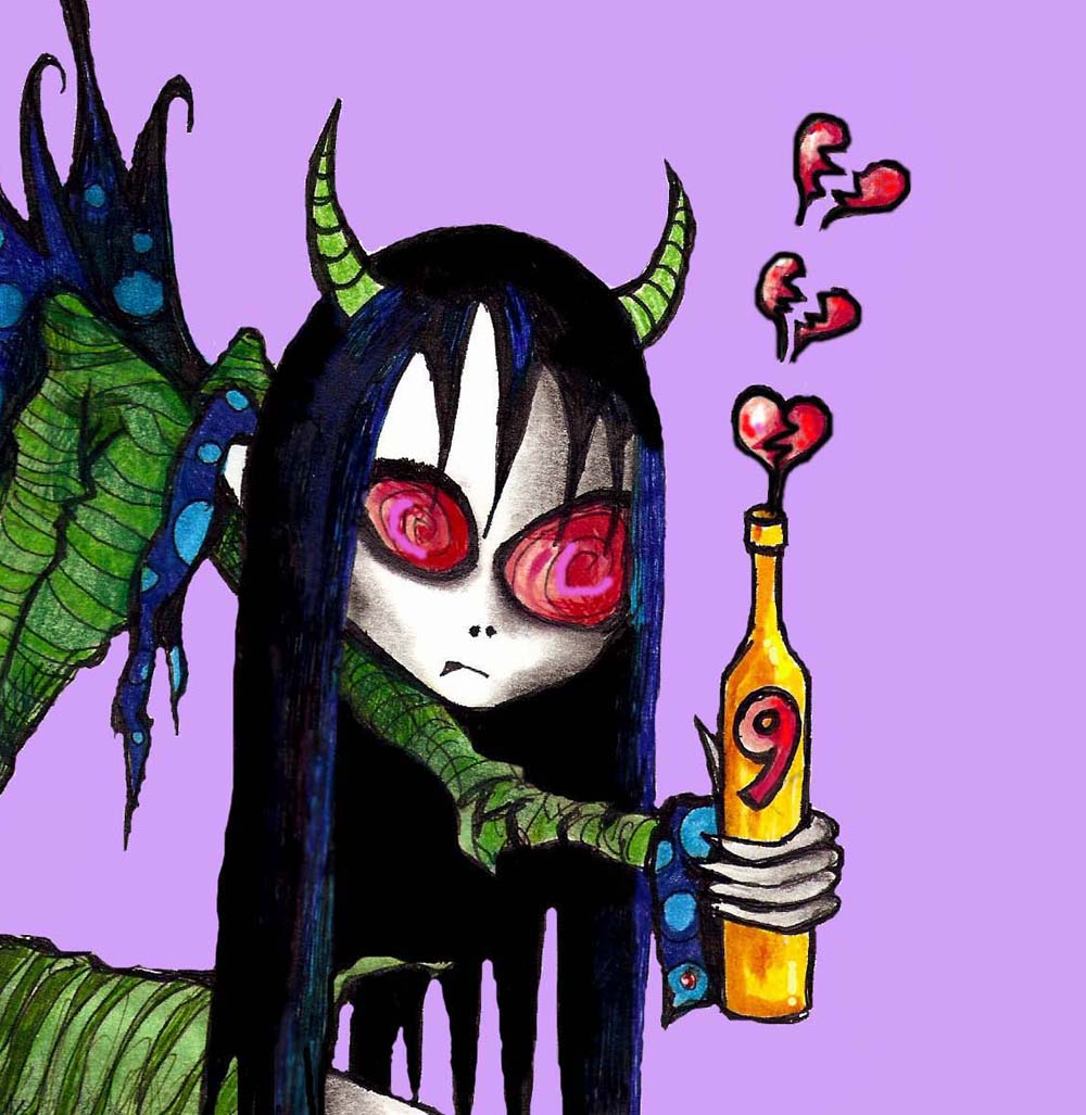Dark Fantasy Art 11" X 17" Large Art Print Evil Goth Fairy Faery Love Potion Number 9 Creepy Cute Girl Big Eye