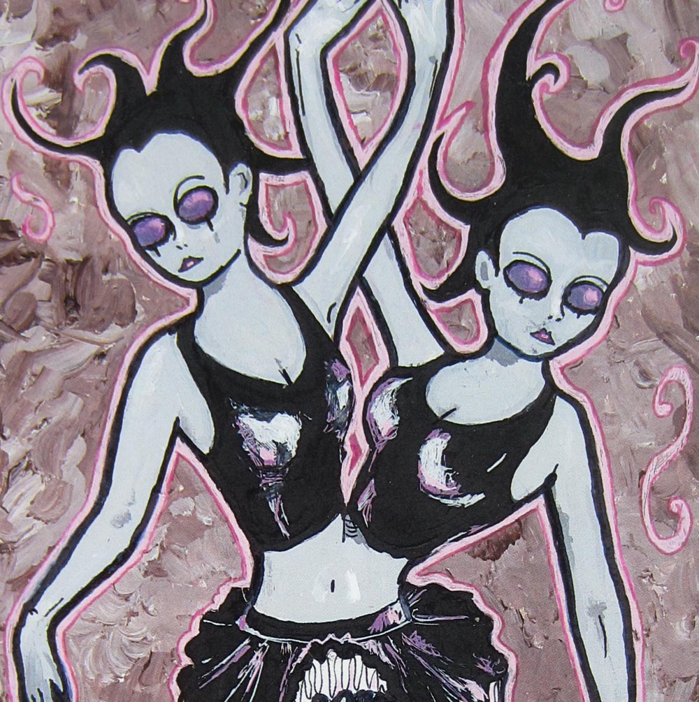 Siamese Twins 11" X 17" Large Art Print Weird Drawing Art Side Show Freaky Freaks Strange Creepy Gothic
